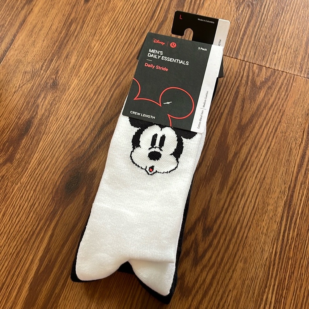 Brand New Large Lululemon x Disney 3 pack Men’s Daily Essentials Crew Socks